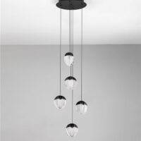 Lustră neagră ALICIA Nova Luce LED 25W 3000k Cloud Glass dimabil