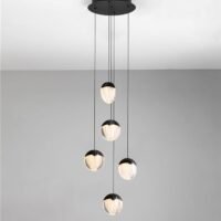 Lustră neagră ALICIA Nova Luce LED 25W 3000k Cloud Glass dimabil