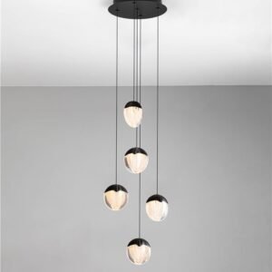 Lustră neagră ALICIA Nova Luce LED 25W 3000k Cloud Glass dimabil