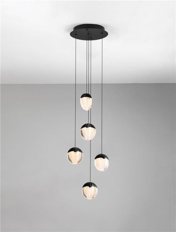 Lustră neagră ALICIA Nova Luce LED 25W 3000k Cloud Glass dimabil