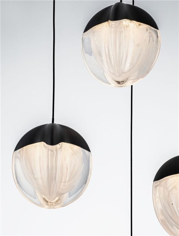 Lustră neagră ALICIA Nova Luce LED 25W 3000k Cloud Glass dimabil