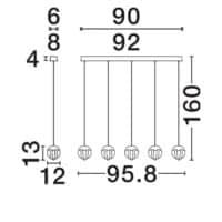 Lustră bucătărie ALICIA Nova Luce LED 25W 3000k Cloud Glass dimabil