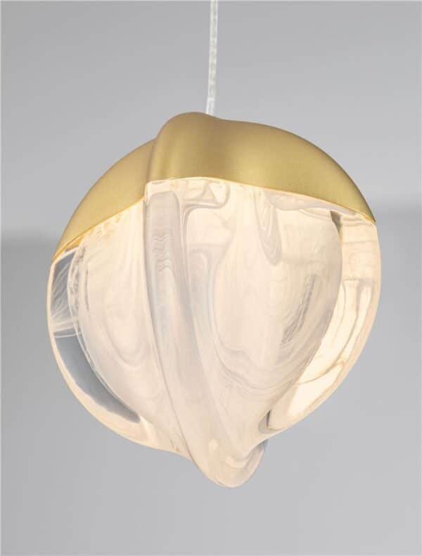 Pendul auriu ALICIA Nova Luce LED 5W 3000k Cloud Glass dimabil