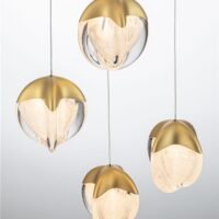 Lustră aurie ALICIA Nova Luce LED 25W 3000k Cloud Glass dimabil