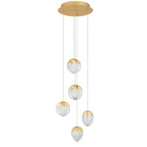 Lustră aurie ALICIA Nova Luce LED 25W 3000k Cloud Glass dimabil