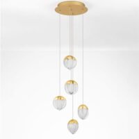 Lustră aurie ALICIA Nova Luce LED 25W 3000k Cloud Glass dimabil