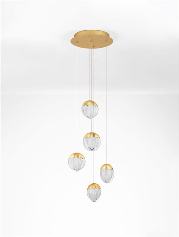 Lustră aurie ALICIA Nova Luce LED 25W 3000k Cloud Glass dimabil