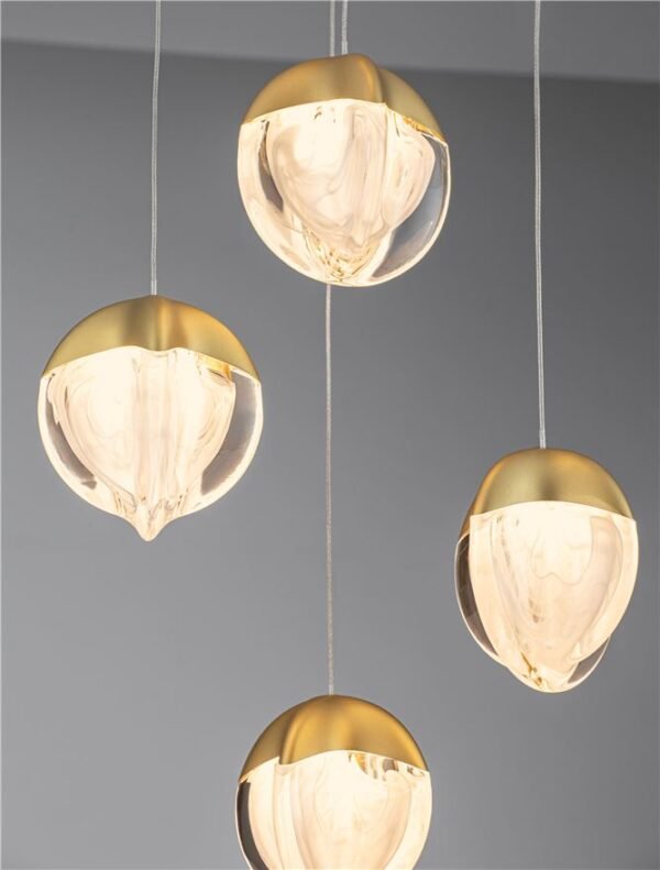 Lustră aurie ALICIA Nova Luce LED 25W 3000k Cloud Glass dimabil