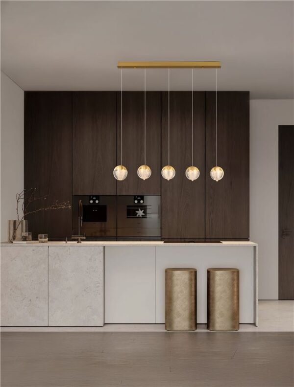 Lustră aurie pentru bucătărie ALICIA Nova Luce LED 25W 3000k Cloud Glass dimabil