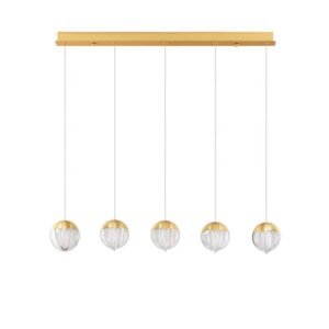 Lustră aurie pentru bucătărie ALICIA Nova Luce LED 25W 3000k Cloud Glass dimabil