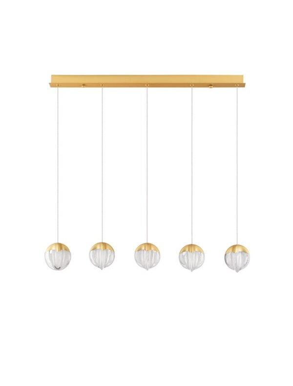 Lustră aurie pentru bucătărie ALICIA Nova Luce LED 25W 3000k Cloud Glass dimabil