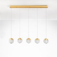 Lustră aurie pentru bucătărie ALICIA Nova Luce LED 25W 3000k Cloud Glass dimabil
