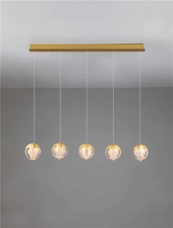 Lustră aurie pentru bucătărie ALICIA Nova Luce LED 25W 3000k Cloud Glass dimabil