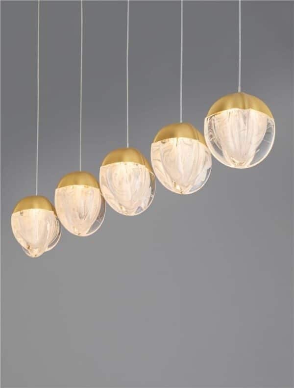 Lustră aurie pentru bucătărie ALICIA Nova Luce LED 25W 3000k Cloud Glass dimabil