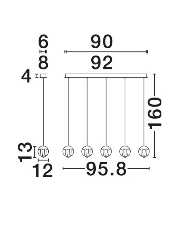 Lustră aurie pentru bucătărie ALICIA Nova Luce LED 25W 3000k Cloud Glass dimabil