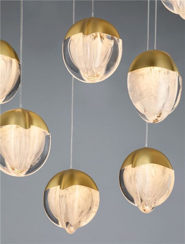 Lustră Cloud Glass ALICIA Nova Luce LED 60W 3000k dimabil auriu