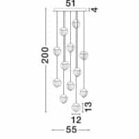 Lustră Cloud Glass ALICIA Nova Luce LED 60W 3000k dimabil auriu