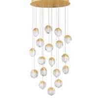 Lustră aurie living ALICIA Nova Luce LED 90W 3000k Cloud Glass dimabil