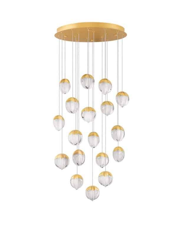 Lustră aurie living ALICIA Nova Luce LED 90W 3000k Cloud Glass dimabil