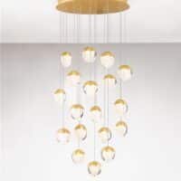 Lustră aurie living ALICIA Nova Luce LED 90W 3000k Cloud Glass dimabil