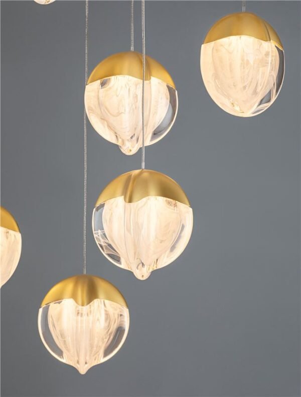 Lustră aurie living ALICIA Nova Luce LED 90W 3000k Cloud Glass dimabil