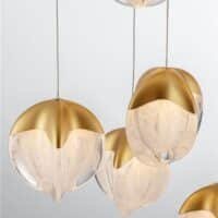 Lustră aurie living ALICIA Nova Luce LED 90W 3000k Cloud Glass dimabil