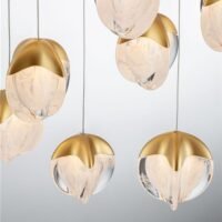 Lustră aurie living ALICIA Nova Luce LED 90W 3000k Cloud Glass dimabil