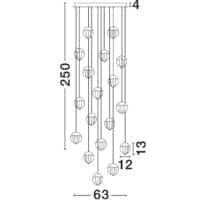 Lustră aurie living ALICIA Nova Luce LED 90W 3000k Cloud Glass dimabil