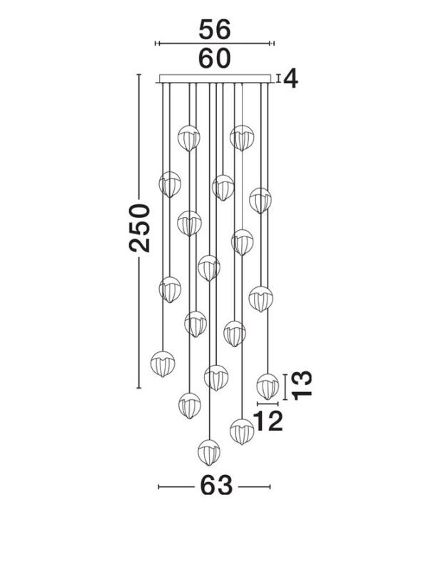 Lustră aurie living ALICIA Nova Luce LED 90W 3000k Cloud Glass dimabil