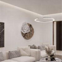 Lustră LED ELMO Nova Luce 48W IP20 3500K din oțel inoxidabil cromat, aluminiu și acri