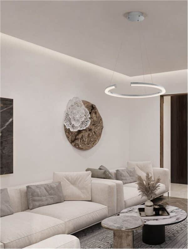 Lustră LED ELMO Nova Luce 48W IP20 3500K din oțel inoxidabil cromat, aluminiu și acri