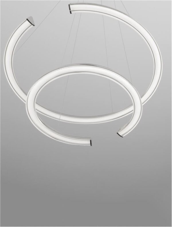 Lustră LED cu două cercuri ELMO Nova Luce 70W 3500K IP20 din oțel inoxidabil cromat, aluminiu și acril