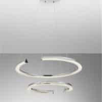 Lustră LED cu două cercuri ELMO Nova Luce 70W 3500K IP20 din oțel inoxidabil cromat, aluminiu și acril