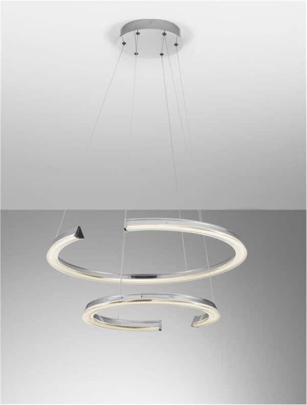 Lustră LED cu două cercuri ELMO Nova Luce 70W 3500K IP20 din oțel inoxidabil cromat, aluminiu și acril