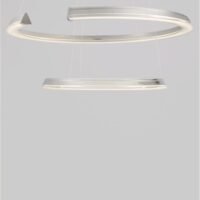 Lustră LED cu două cercuri ELMO Nova Luce 70W 3500K IP20 din oțel inoxidabil cromat, aluminiu și acril