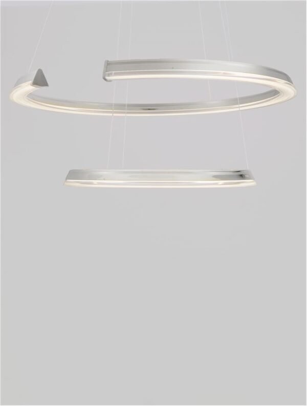 Lustră LED cu două cercuri ELMO Nova Luce 70W 3500K IP20 din oțel inoxidabil cromat, aluminiu și acril