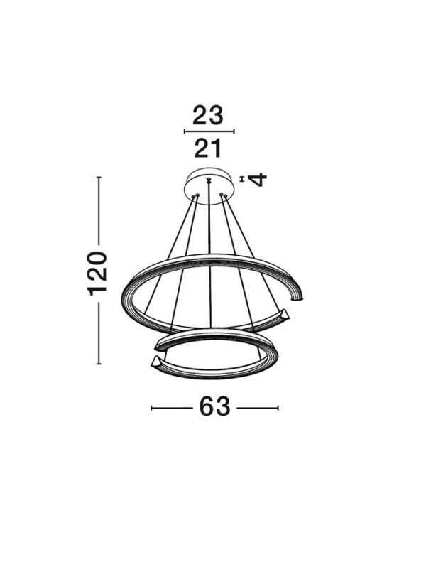 Lustră LED cu două cercuri ELMO Nova Luce 70W 3500K IP20 din oțel inoxidabil cromat, aluminiu și acril