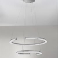 Lustră LED cu două cercuri ELMO Nova Luce 70W 3500K IP20 din oțel inoxidabil cromat, aluminiu și acril