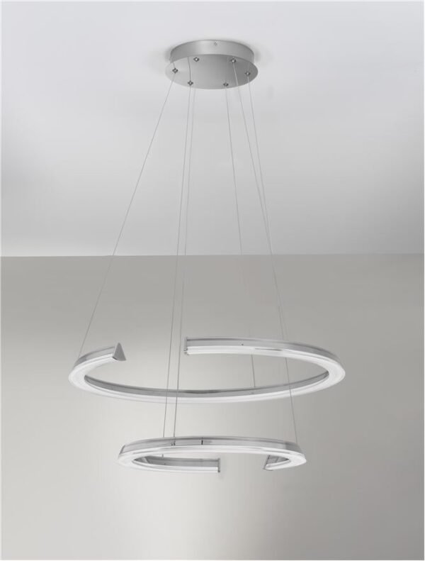 Lustră LED cu două cercuri ELMO Nova Luce 70W 3500K IP20 din oțel inoxidabil cromat, aluminiu și acril