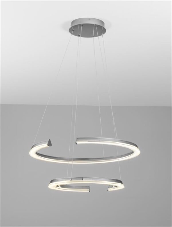 Lustră LED cu două cercuri ELMO Nova Luce 70W 3500K IP20 din oțel inoxidabil cromat, aluminiu și acril