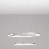 Lustră LED cu două cercuri ELMO Nova Luce 70W 3500K IP20 din oțel inoxidabil cromat, aluminiu și acril