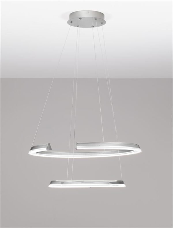 Lustră LED cu două cercuri ELMO Nova Luce 70W 3500K IP20 din oțel inoxidabil cromat, aluminiu și acril