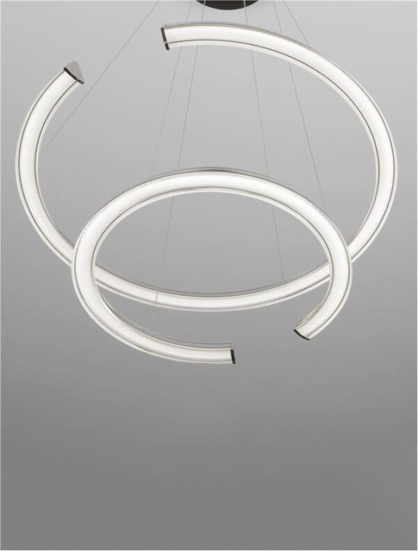 Lustră LED cu două cercuri ELMO Nova Luce 70W 3500K IP20 din oțel inoxidabil cromat, aluminiu și acril