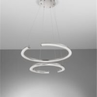 Lustră LED cu două cercuri ELMO Nova Luce 70W 3500K IP20 din oțel inoxidabil cromat, aluminiu și acril