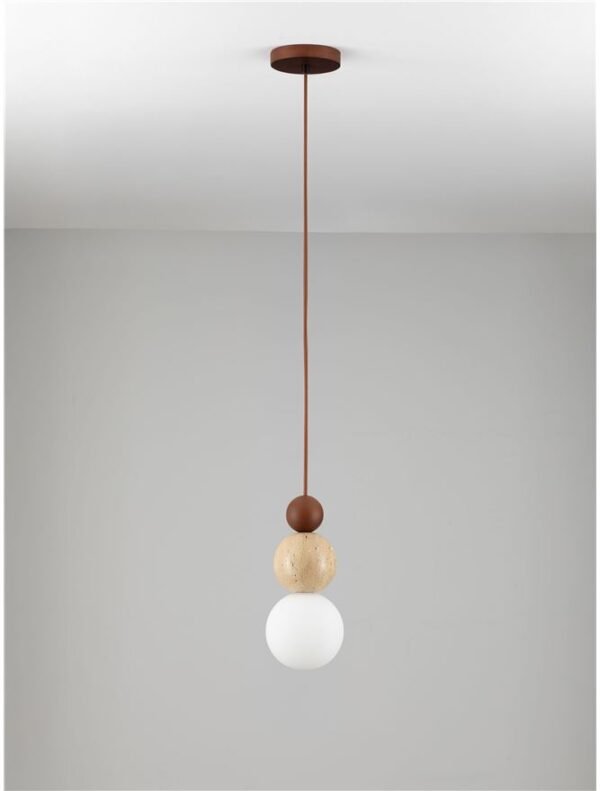 Pendul din travertin galben, lemn și sticlă opală Nova Luce Maris G9 1x5W IP20