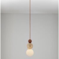 Pendul din travertin galben, lemn și sticlă opală Nova Luce Maris G9 1x5W IP20