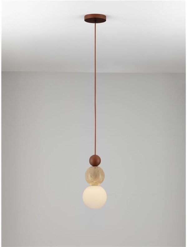 Pendul din travertin galben, lemn și sticlă opală Nova Luce Maris G9 1x5W IP20