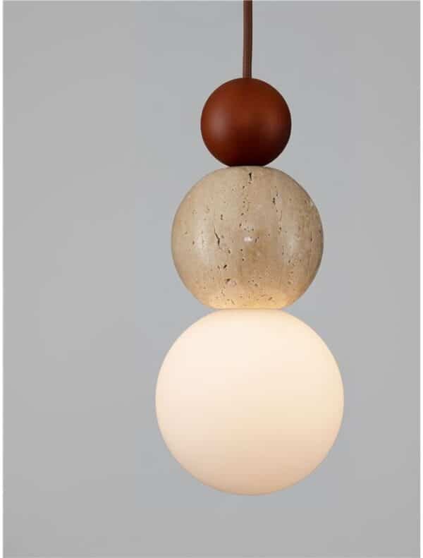 Pendul din travertin galben, lemn și sticlă opală Nova Luce Maris G9 1x5W IP20