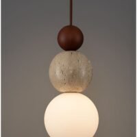 Pendul din travertin galben, lemn și sticlă opală Nova Luce Maris G9 1x5W IP20