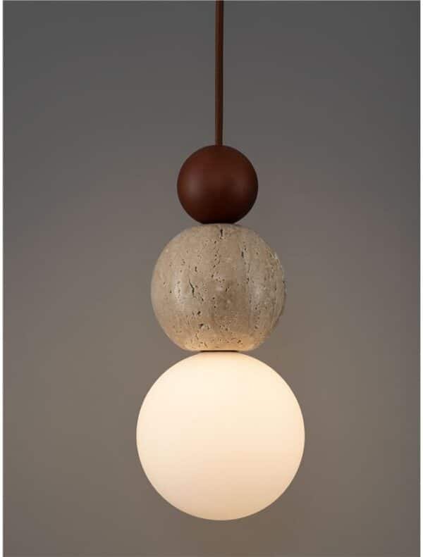 Pendul din travertin galben, lemn și sticlă opală Nova Luce Maris G9 1x5W IP20